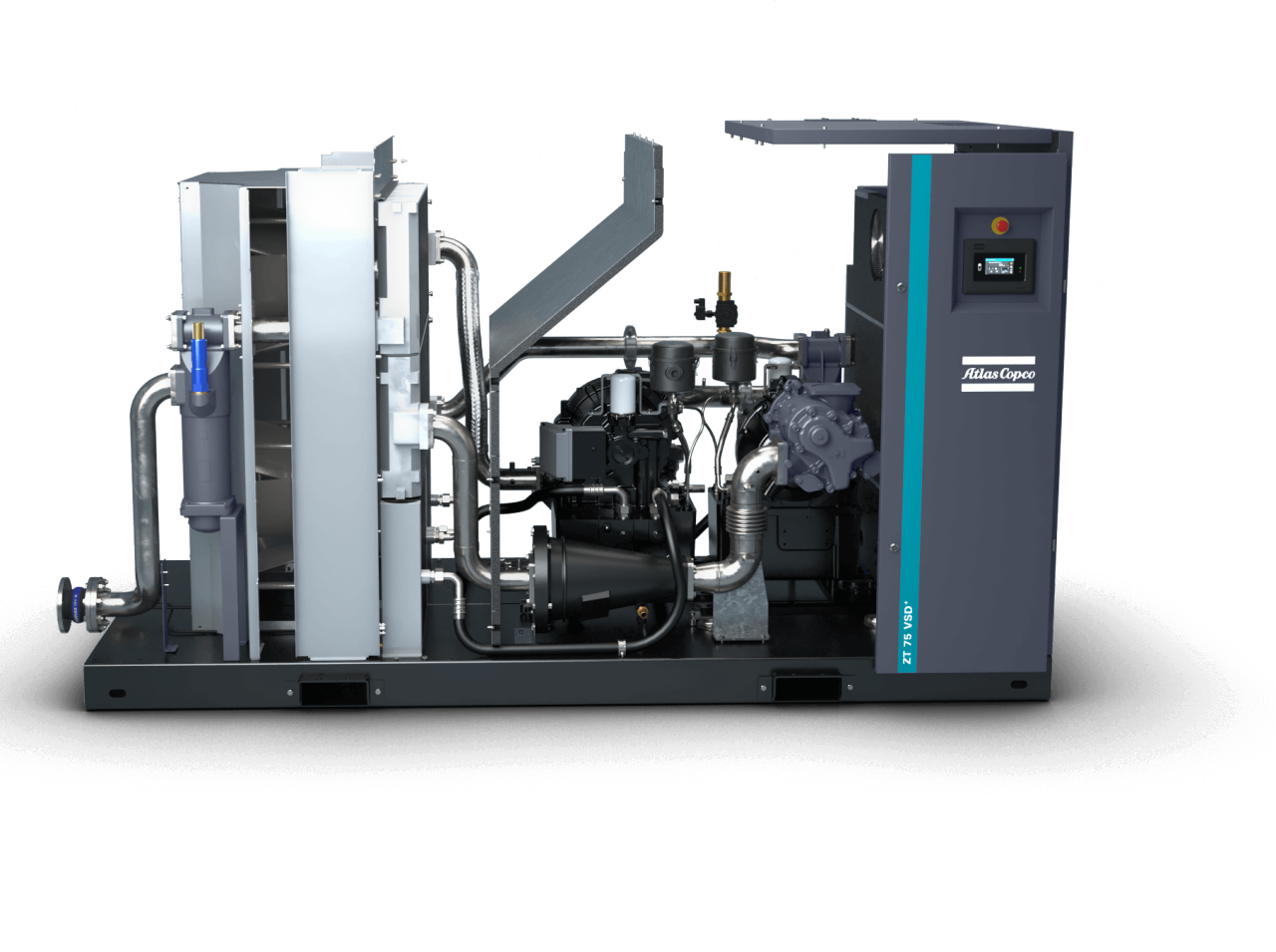 ZT 75 VSD+ Premium air-cooled oil-free rotary screw compressor internal components